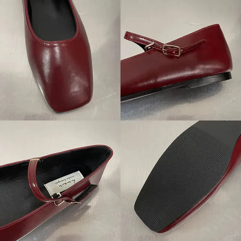 2025 Women Mary Jane Shoes Sandals Fashion Buckle Strap Female Footwear Slides Square Toe Soft Sole Ladies Lolita Shoes
