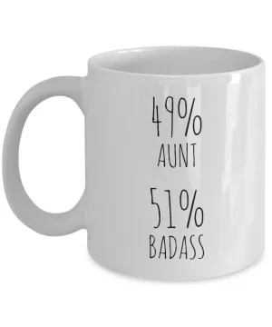 49% Aunt 51% Badass Mug Coffee Cup Funny Gift Birthday Present