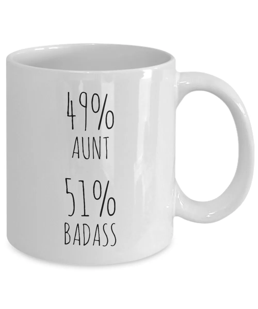 49% Aunt 51% Badass Mug Coffee Cup Funny Gift Birthday Present