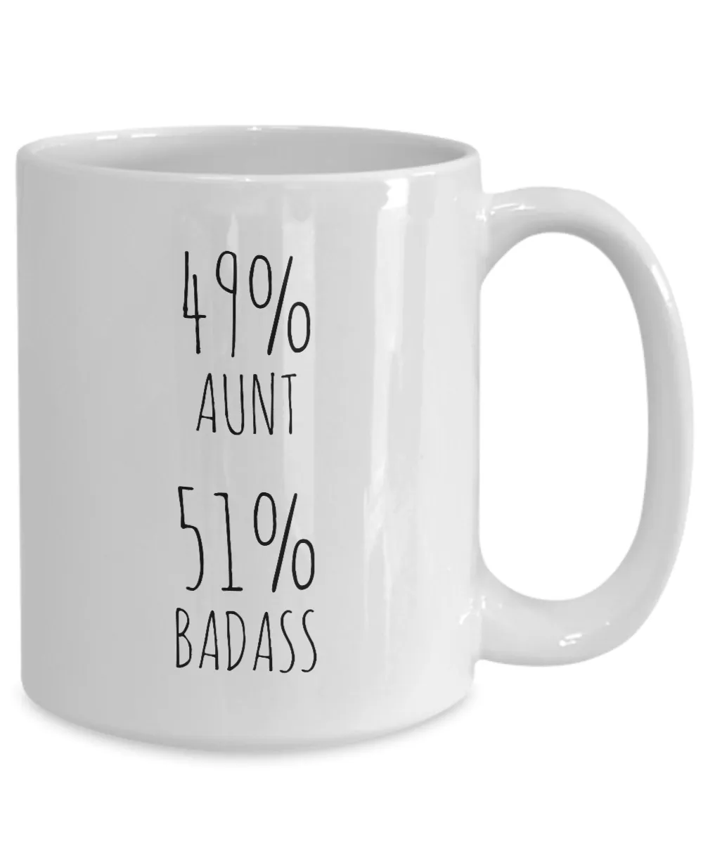49% Aunt 51% Badass Mug Coffee Cup Funny Gift Birthday Present