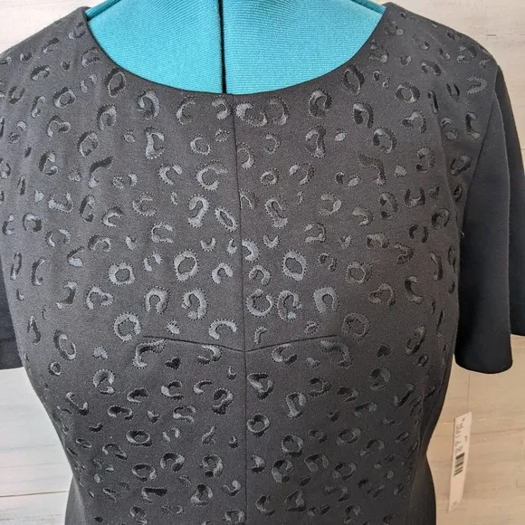 Alex Marie Black Animal Print Knee Length Dress Size 16 NWT