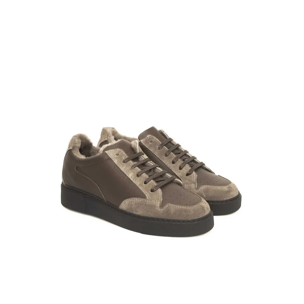 Beige Cowhide Men Sneaker