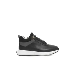 Black Cowhide Women Sneaker Platform