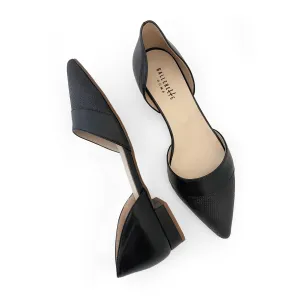 Black jute d'Orsay ballet flats with black leather details