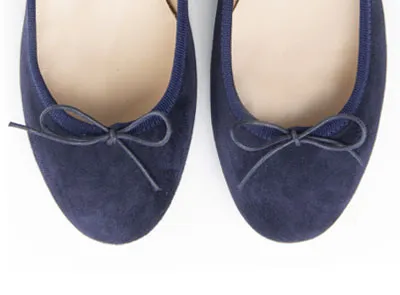 Blue suede medium heel ballet flats