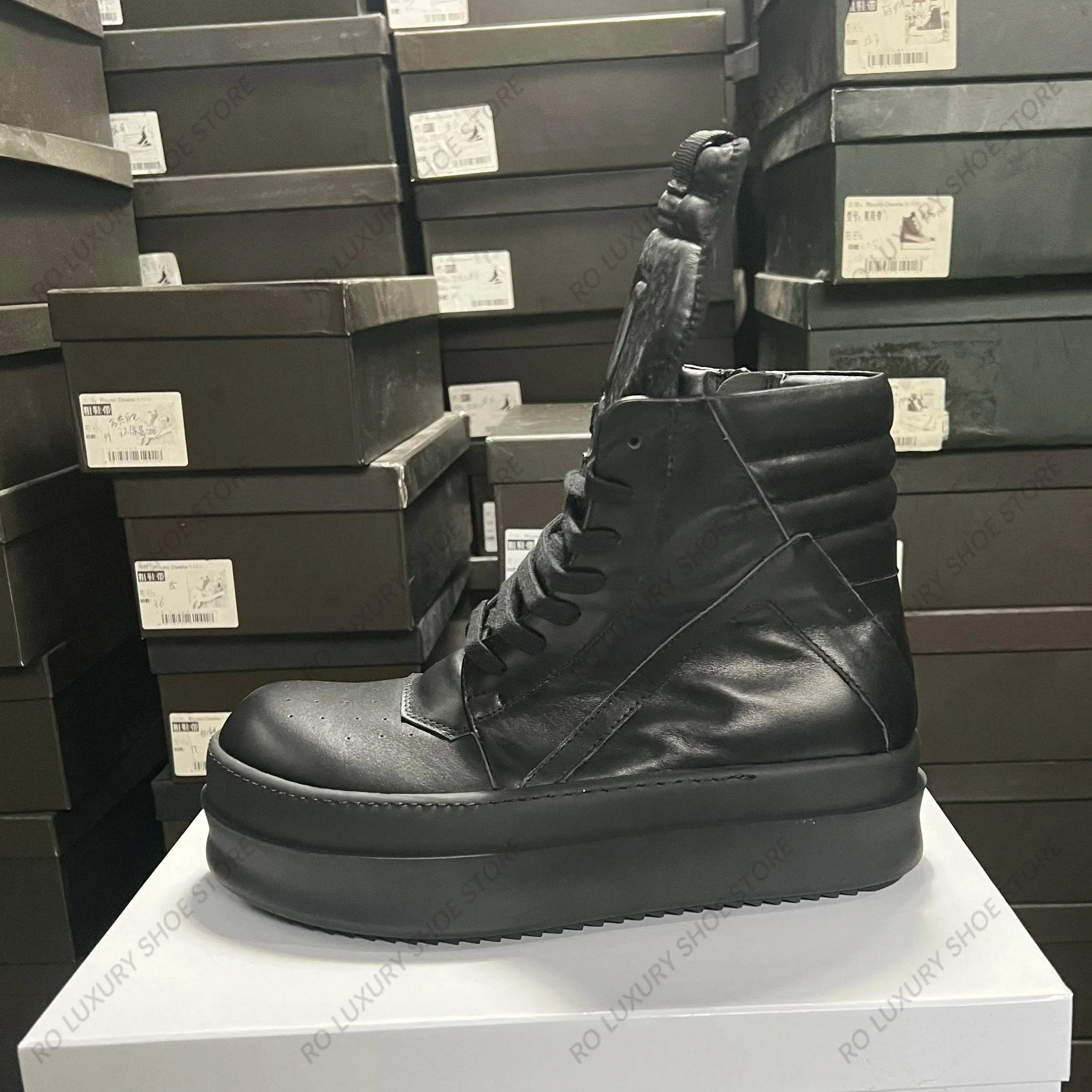 Brand Designer Women Ankle Boot Platform 6cm Casual Italy Girl Geobasket Black Leather Zipper Flat Thick-sole Luxury Street Shoe