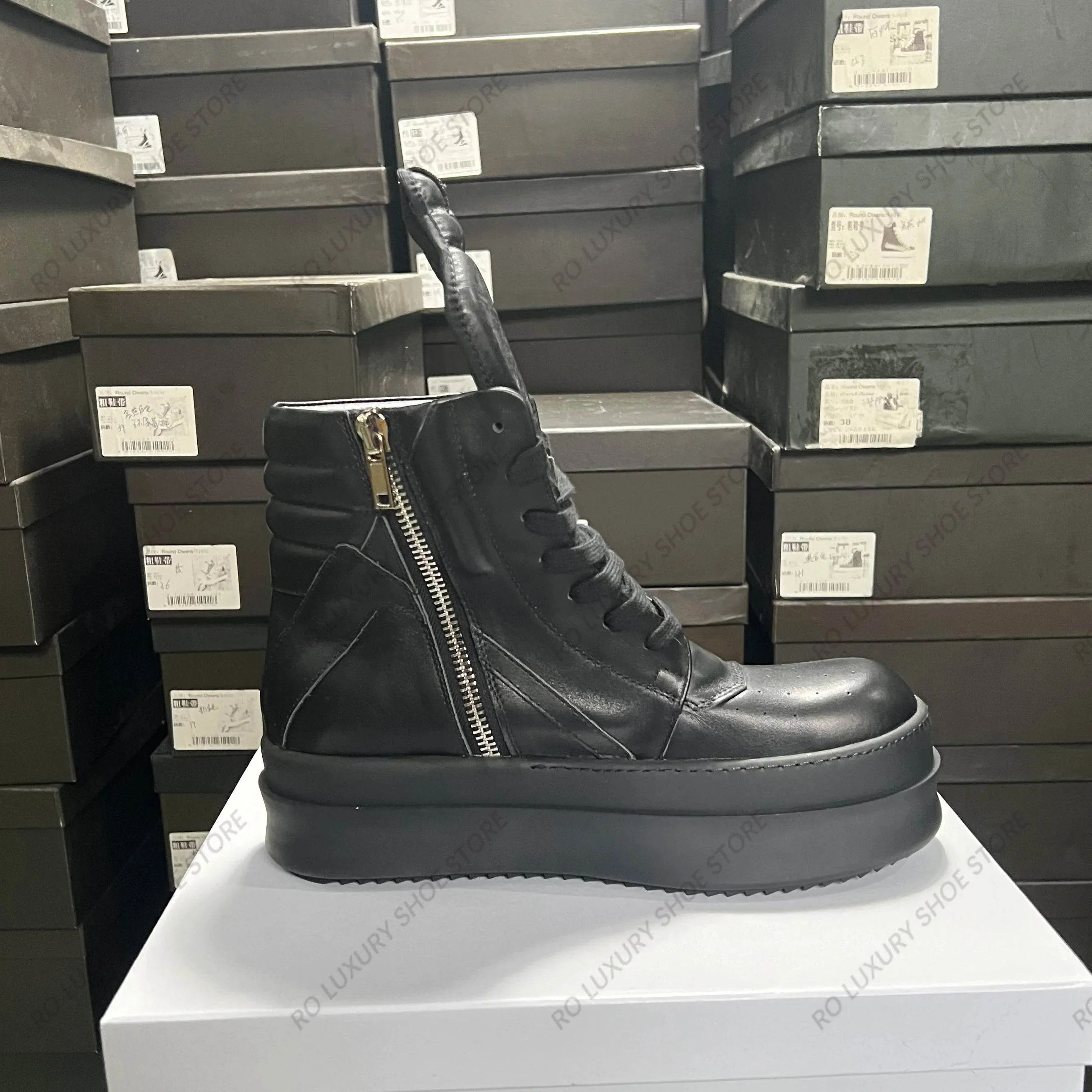 Brand Designer Women Ankle Boot Platform 6cm Casual Italy Girl Geobasket Black Leather Zipper Flat Thick-sole Luxury Street Shoe