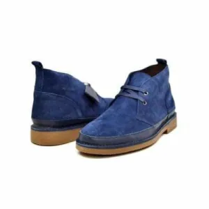 British Walkers Cambridge Men's Navy Blue Leather and Suede