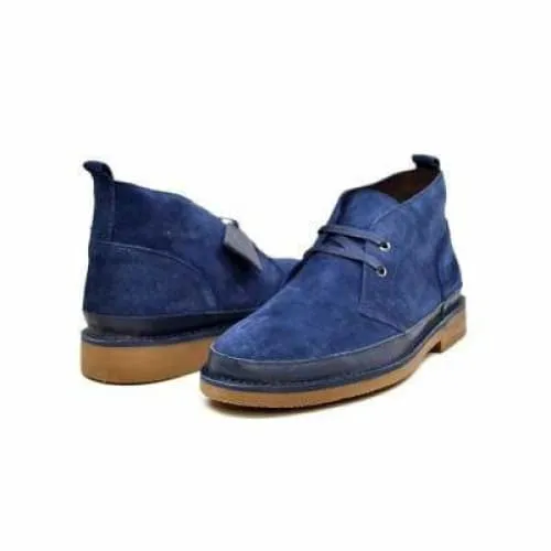 British Walkers Cambridge Men's Navy Blue Leather and Suede