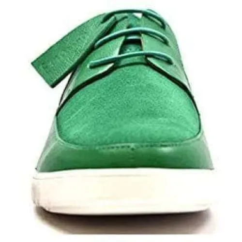 British Walkers Westminster Bally Style Men's Green Leather and Suede Low Top Sneakers