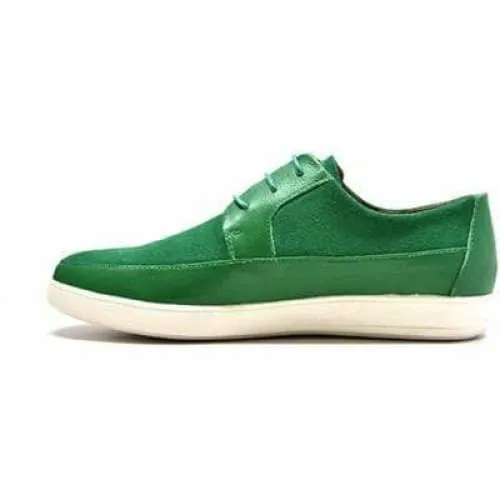 British Walkers Westminster Bally Style Men's Green Leather and Suede Low Top Sneakers