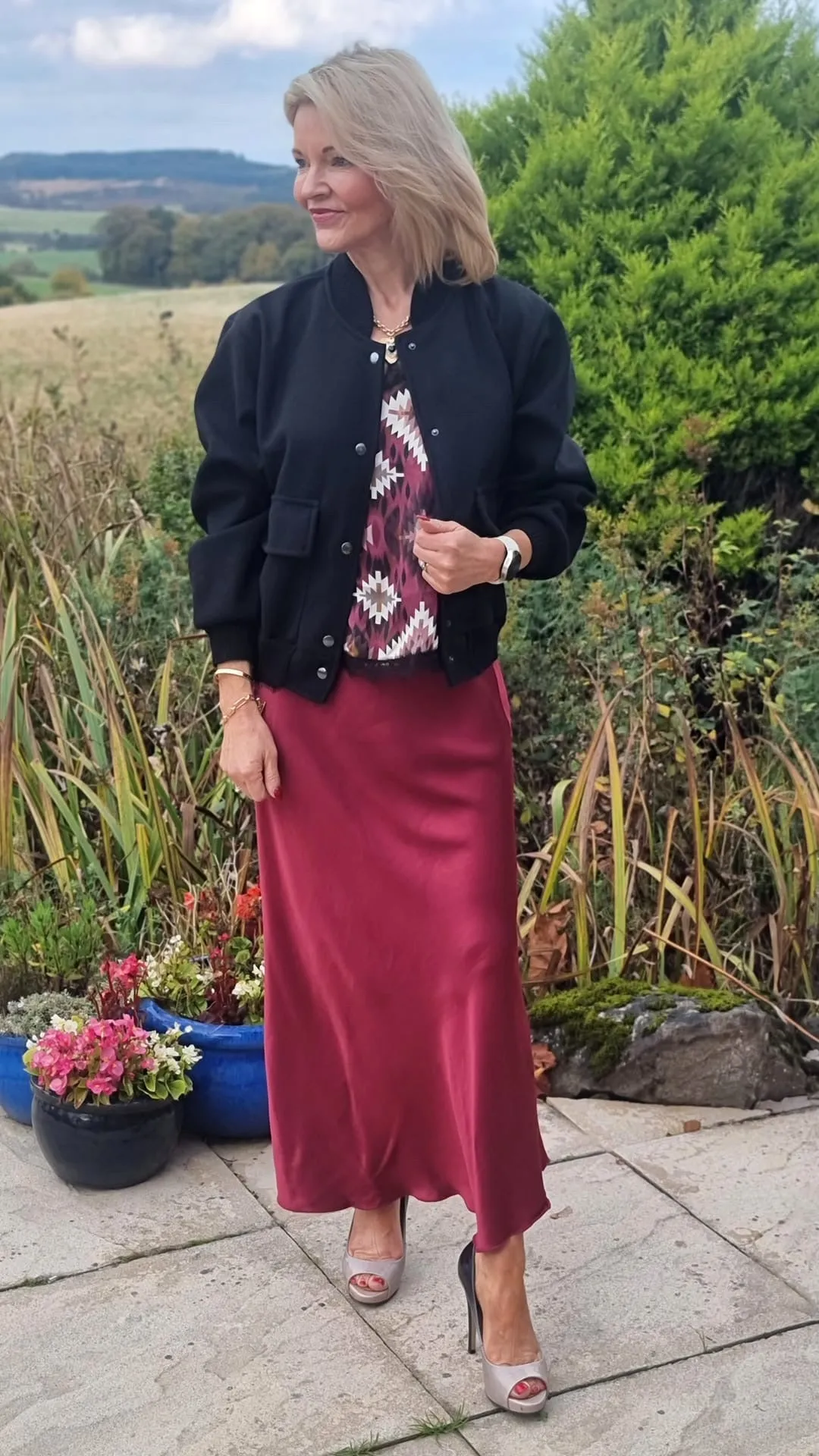 Bronze Satin Slip Skirt