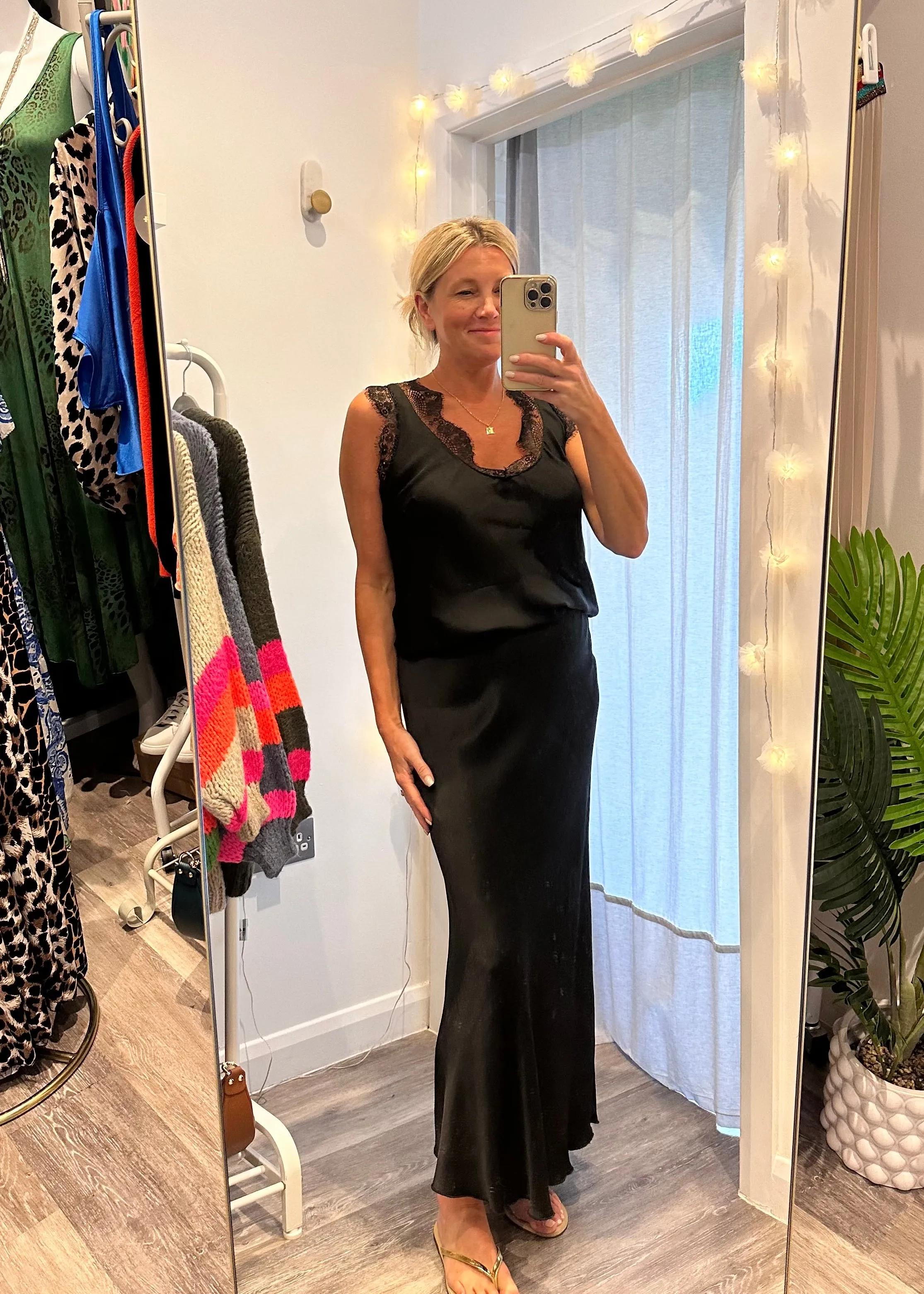Bronze Satin Slip Skirt