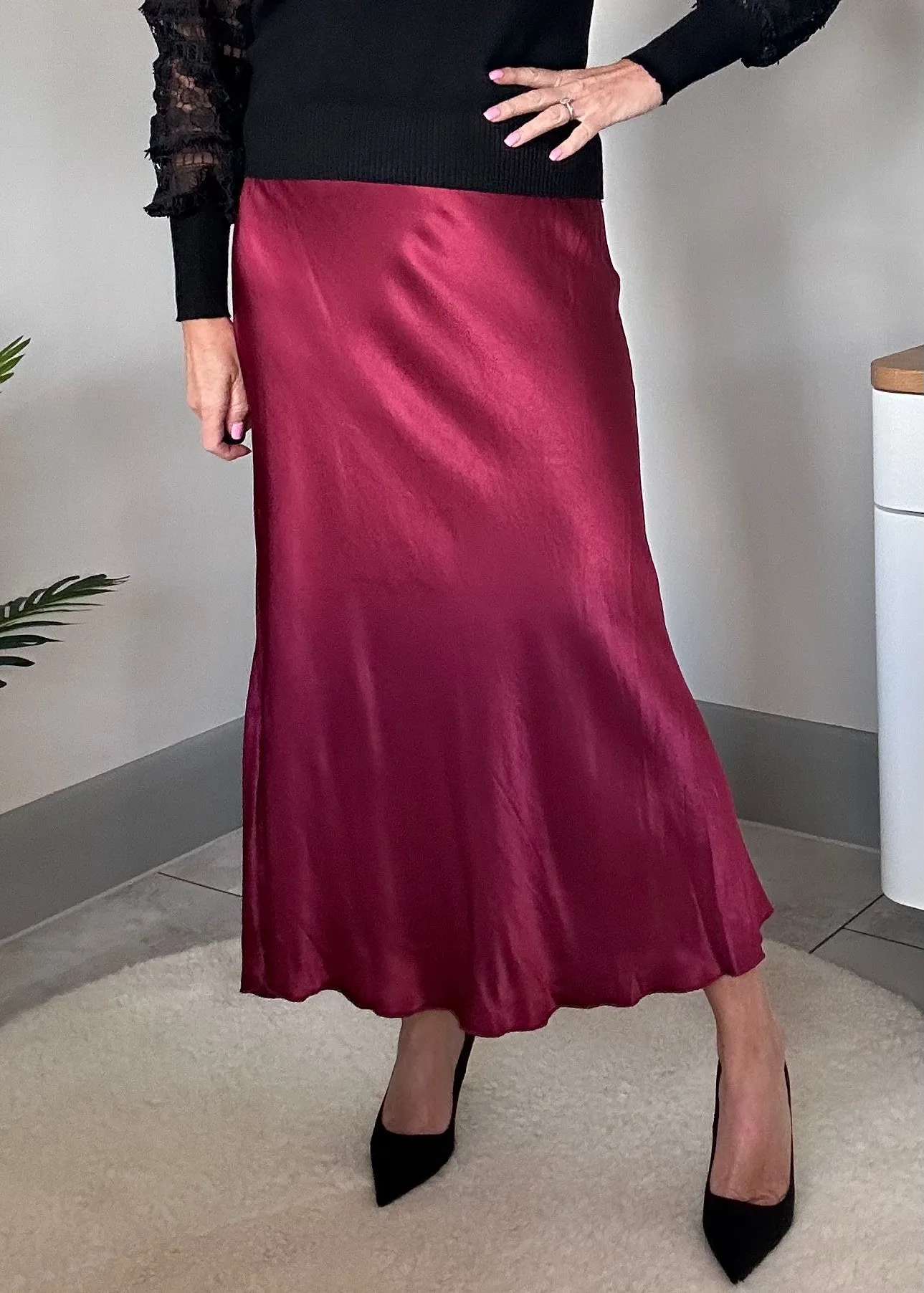 Bronze Satin Slip Skirt