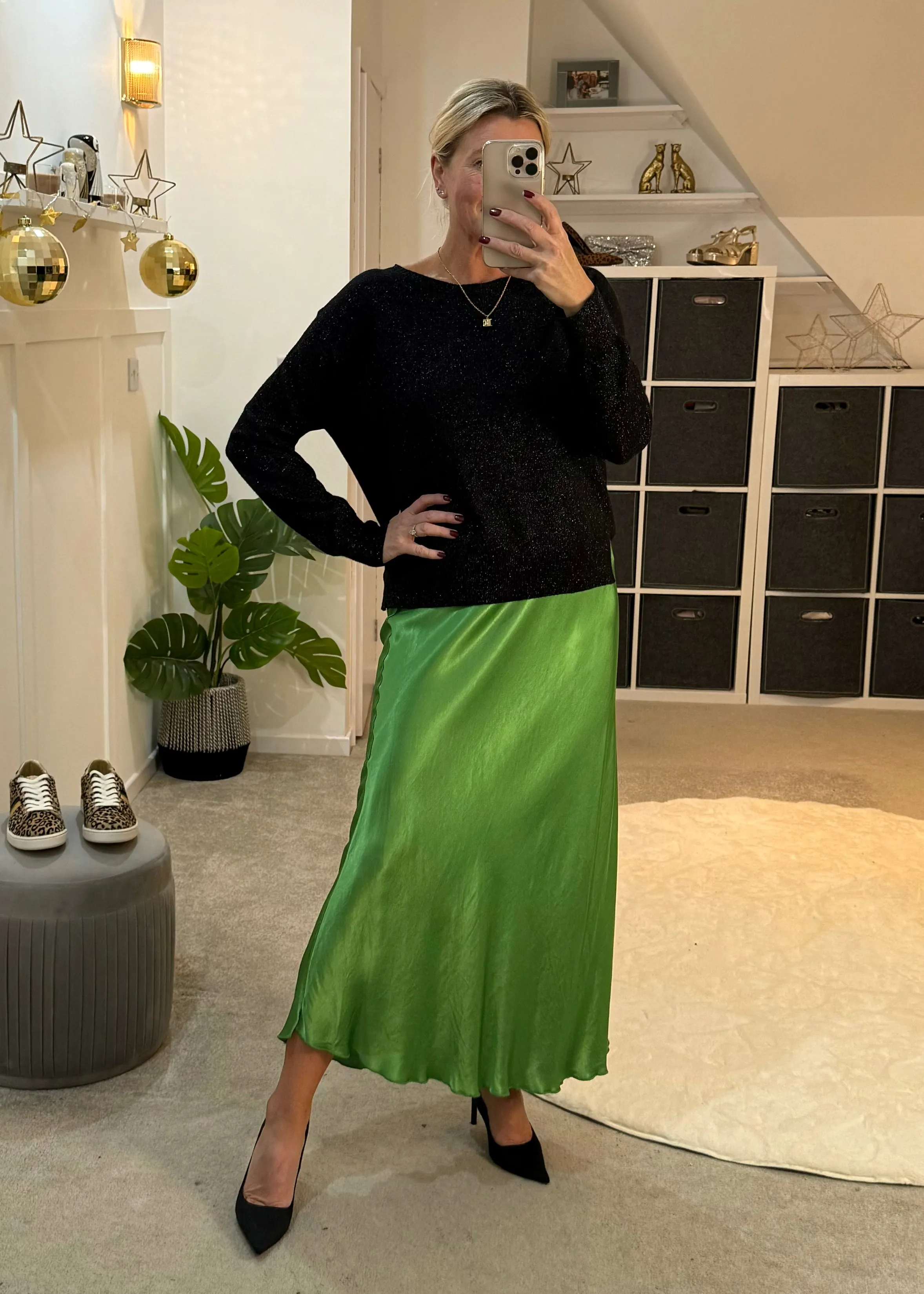 Bronze Satin Slip Skirt