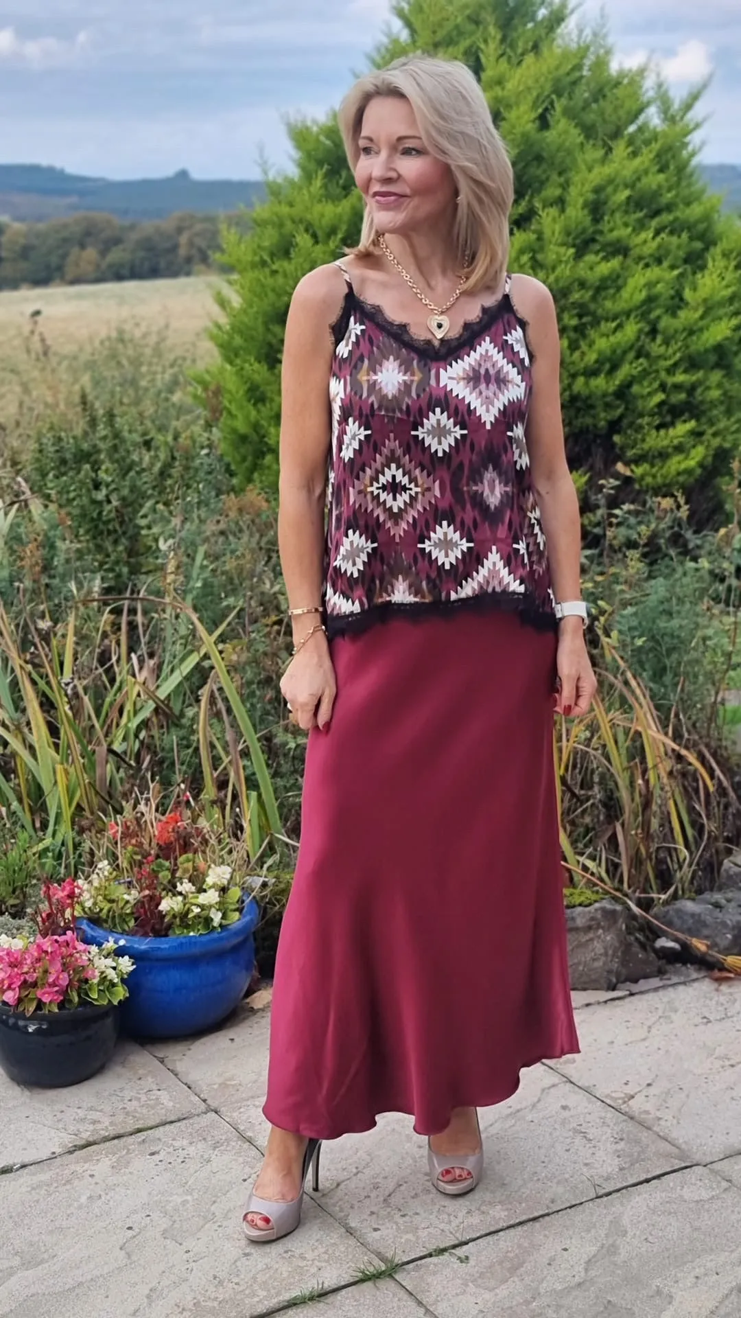 Bronze Satin Slip Skirt