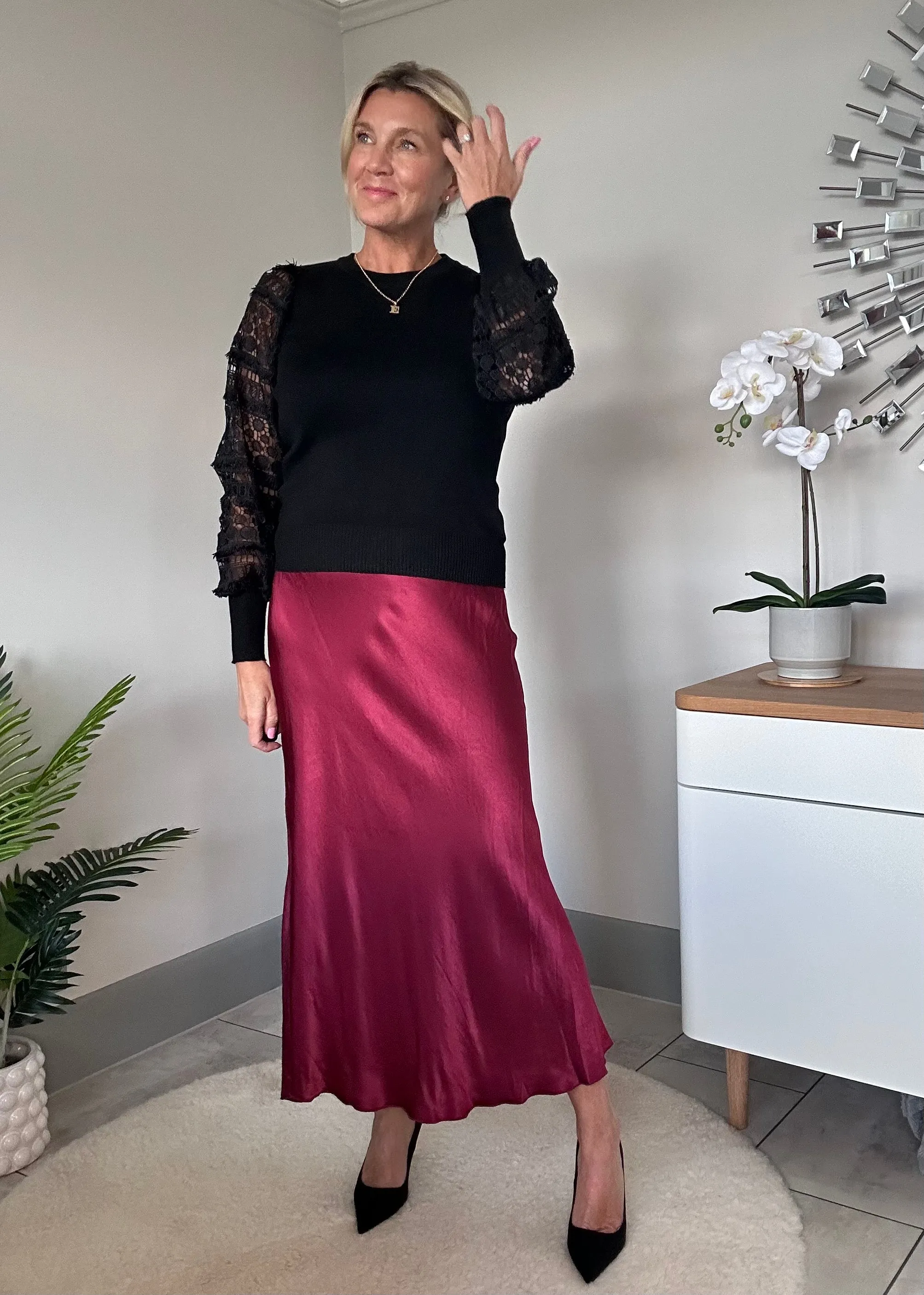 Bronze Satin Slip Skirt