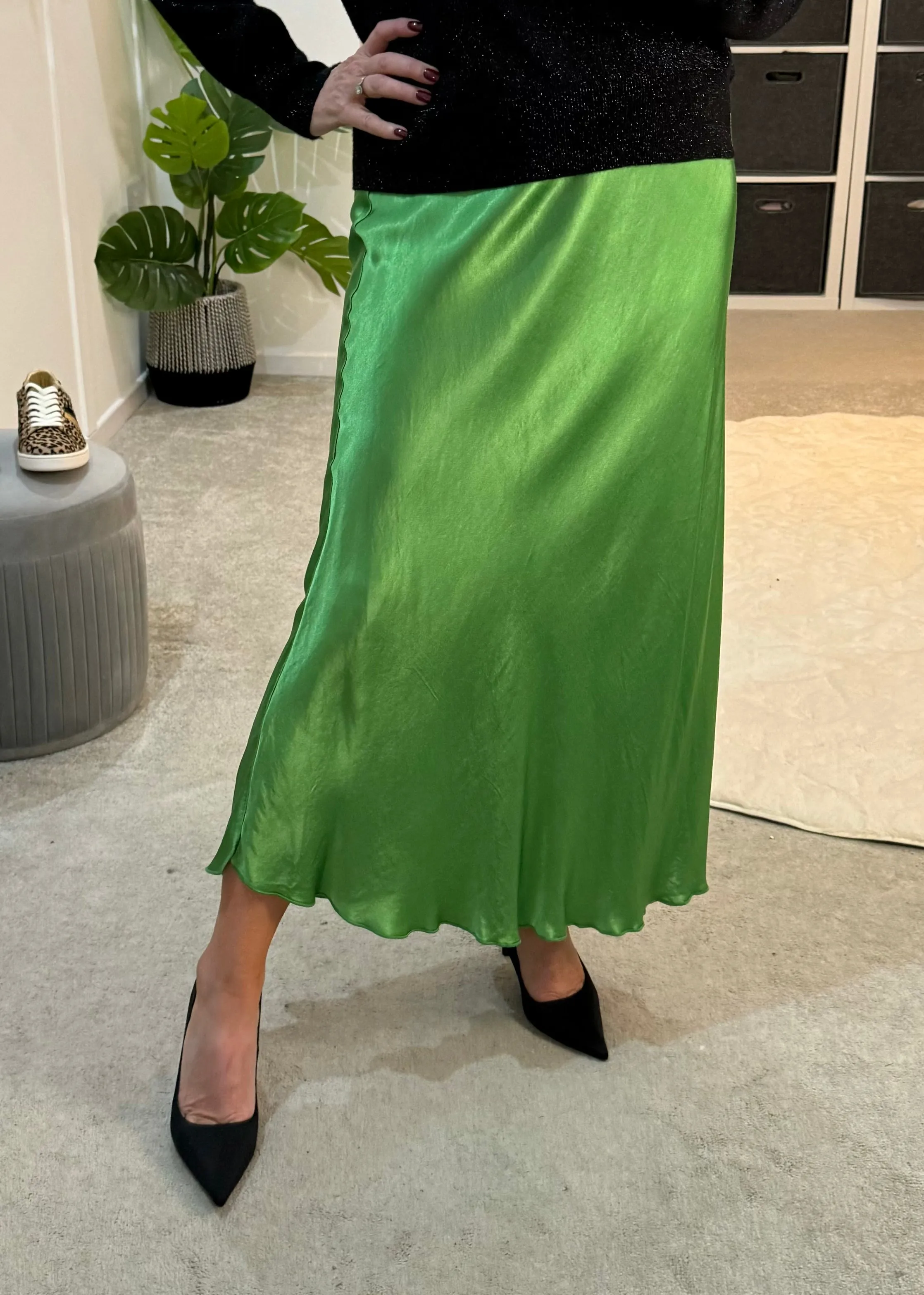 Bronze Satin Slip Skirt