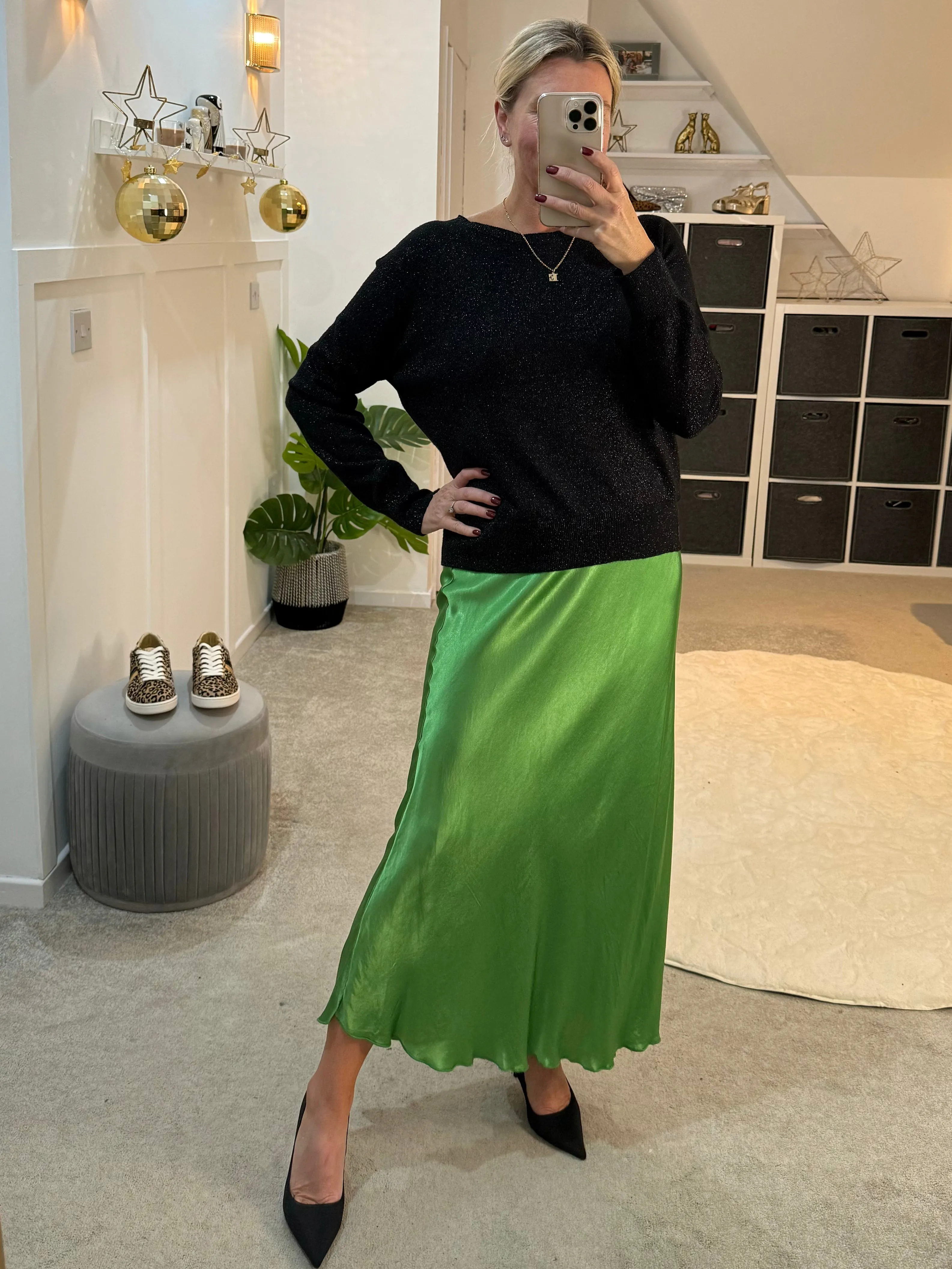 Bronze Satin Slip Skirt