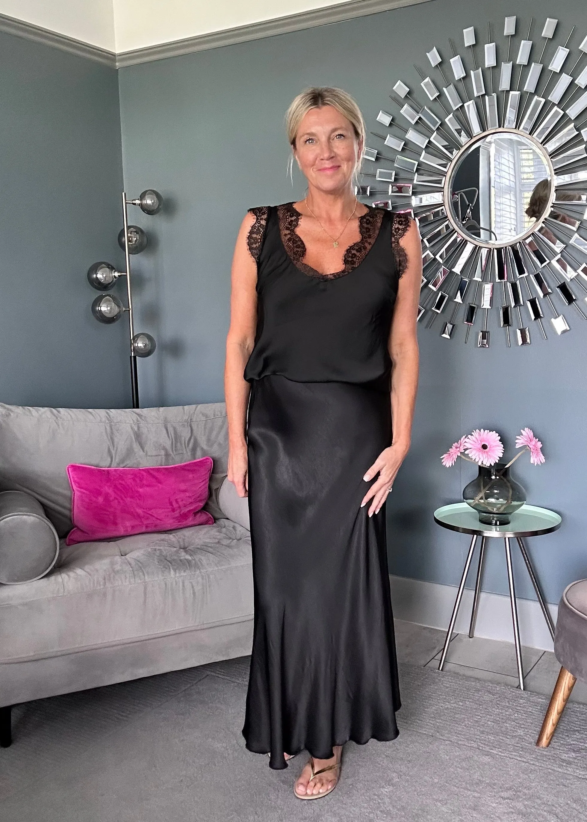 Bronze Satin Slip Skirt