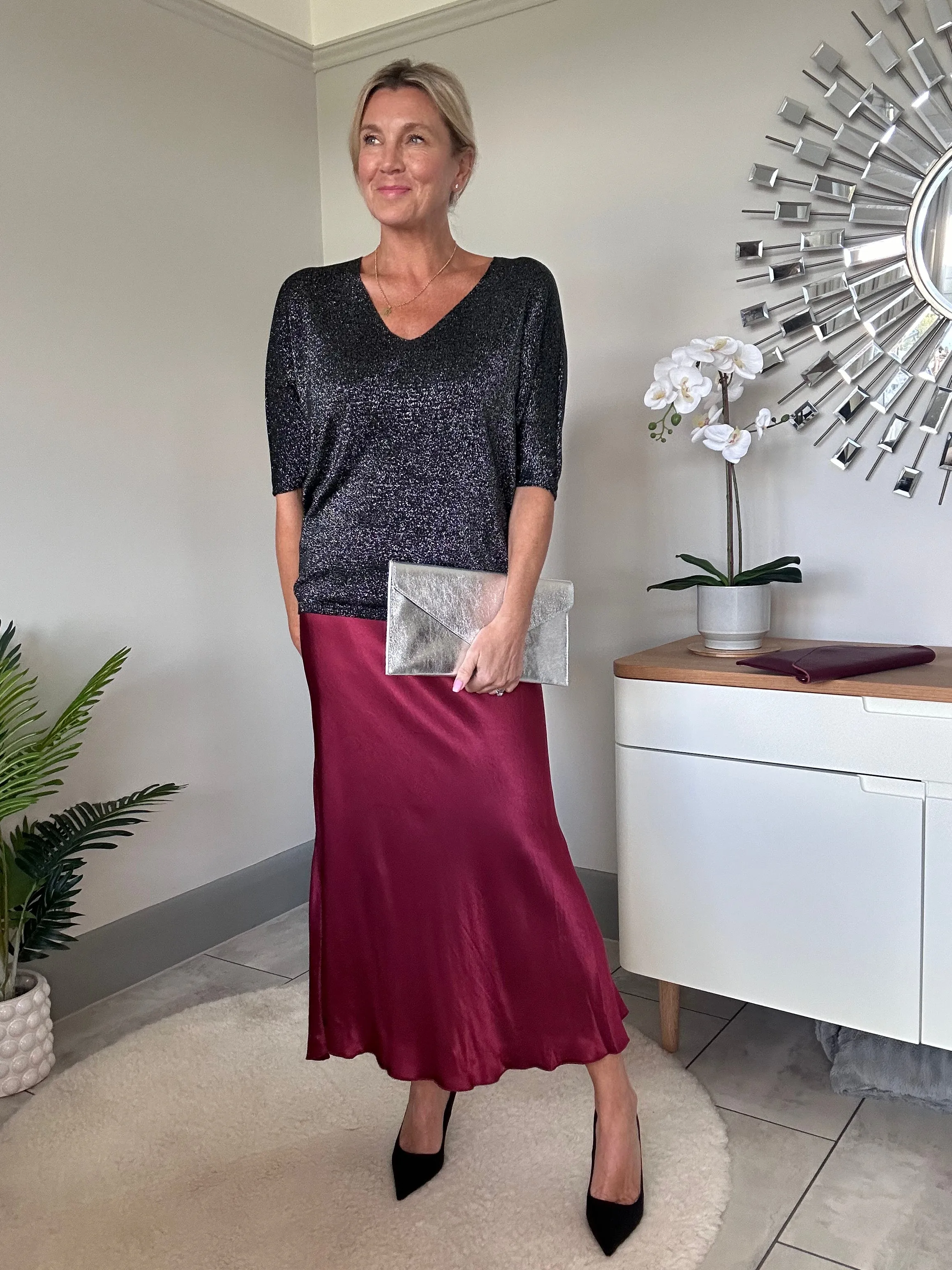 Bronze Satin Slip Skirt