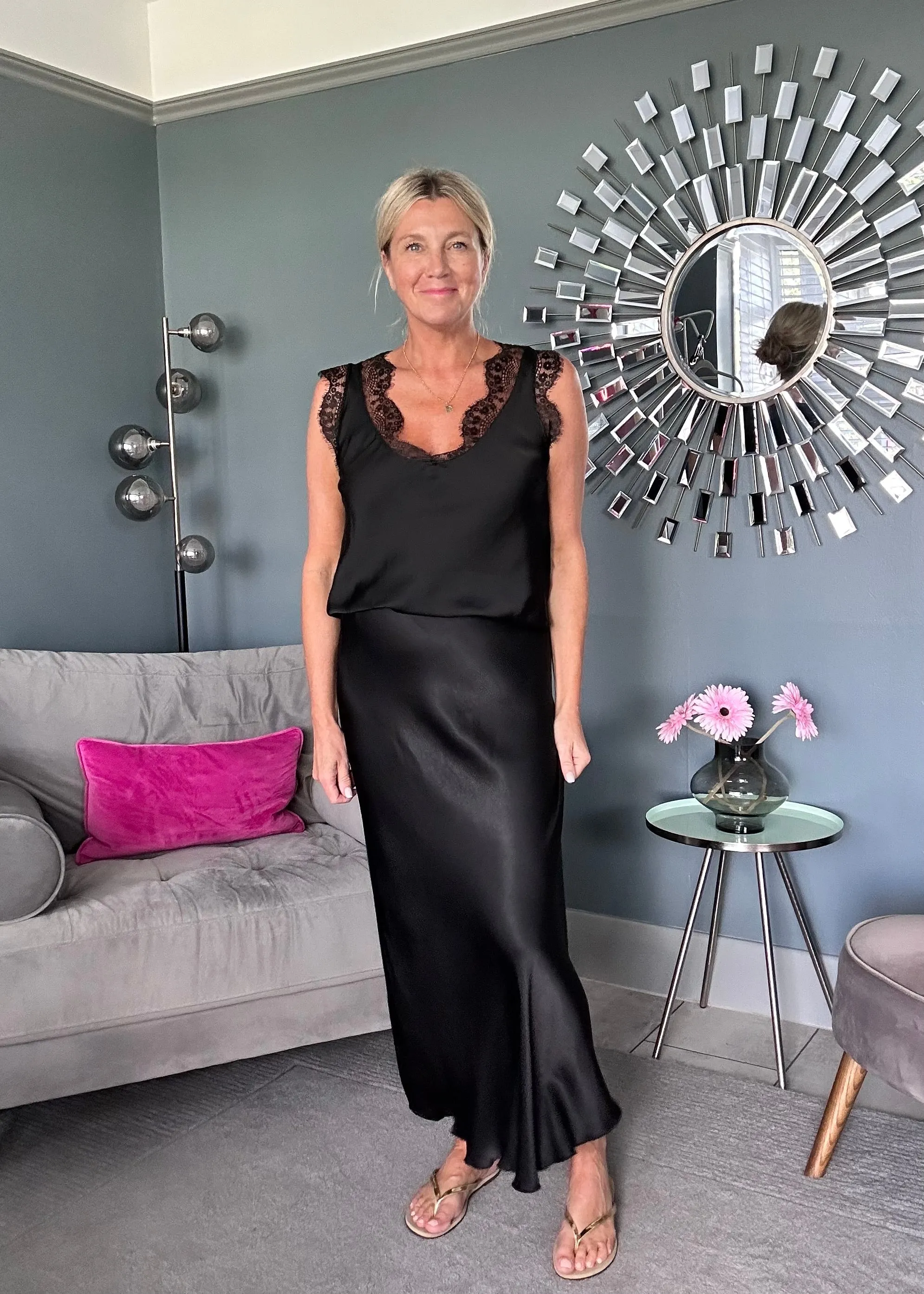 Bronze Satin Slip Skirt