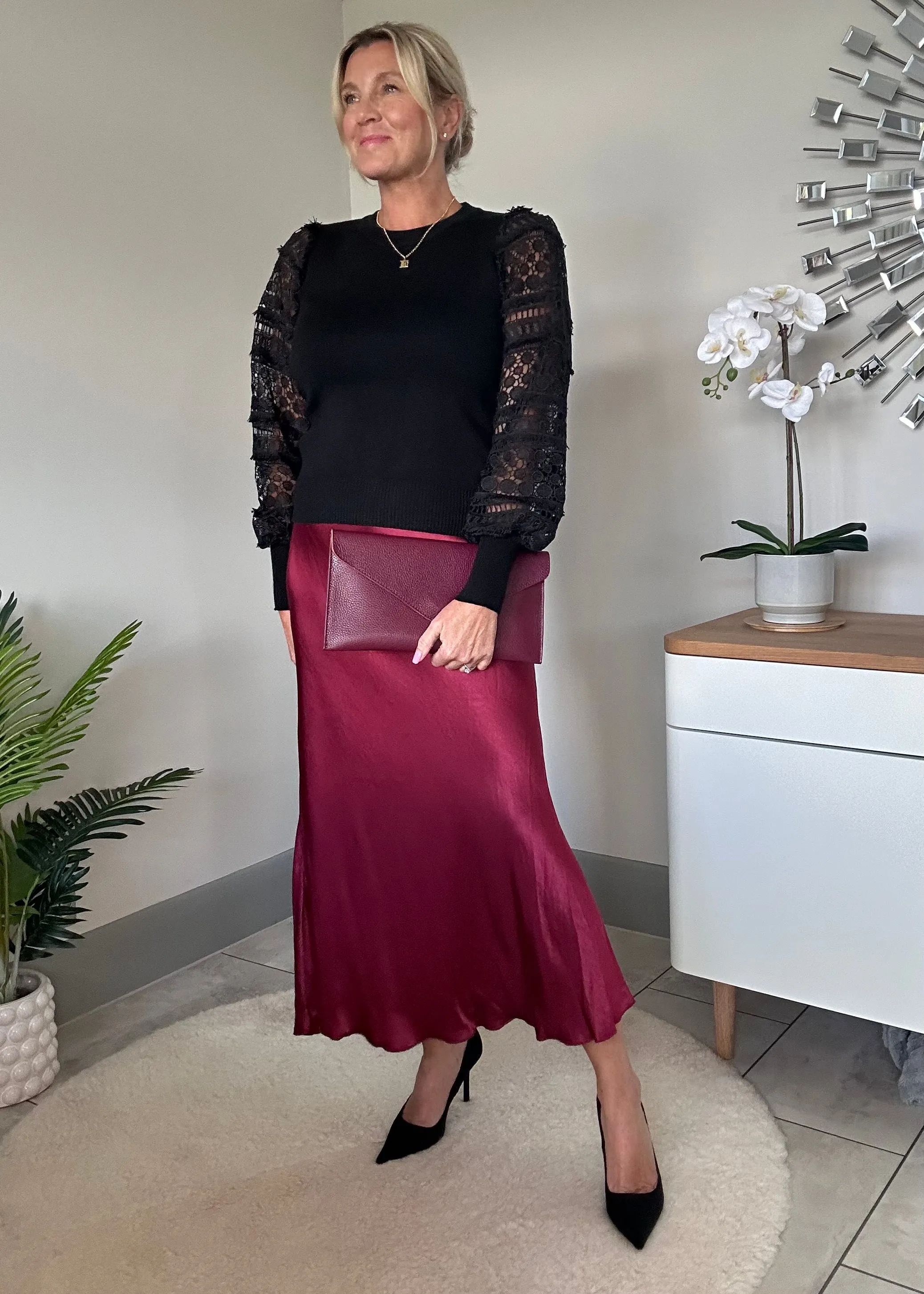 Bronze Satin Slip Skirt