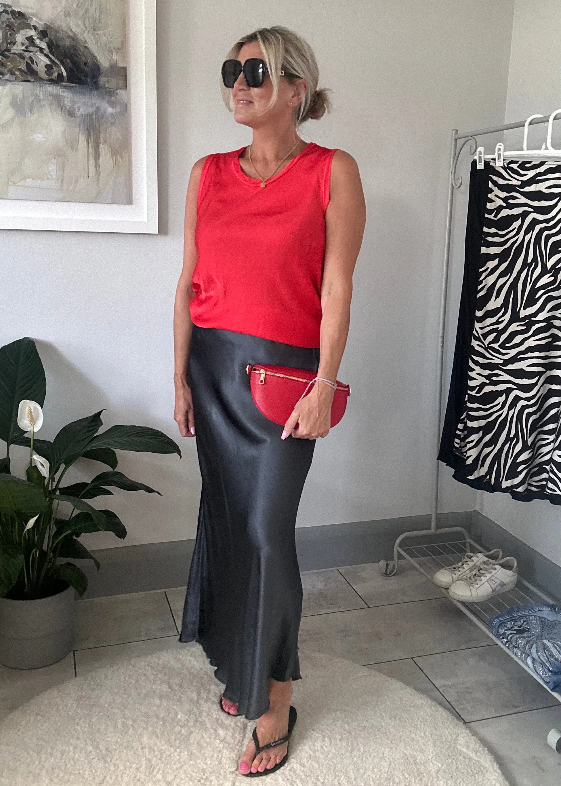 Bronze Satin Slip Skirt