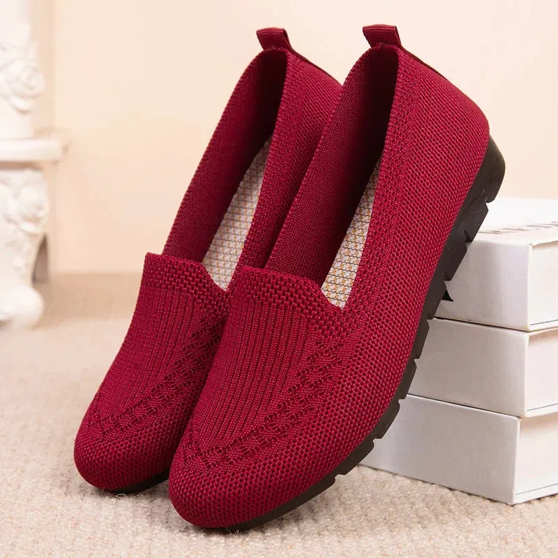 Casual Shoes Women's Summer Mesh Breathable Flat Shoes Ladies Comfort Light Sneaker Socks Women Slip on Loafers Zapatillas Muje