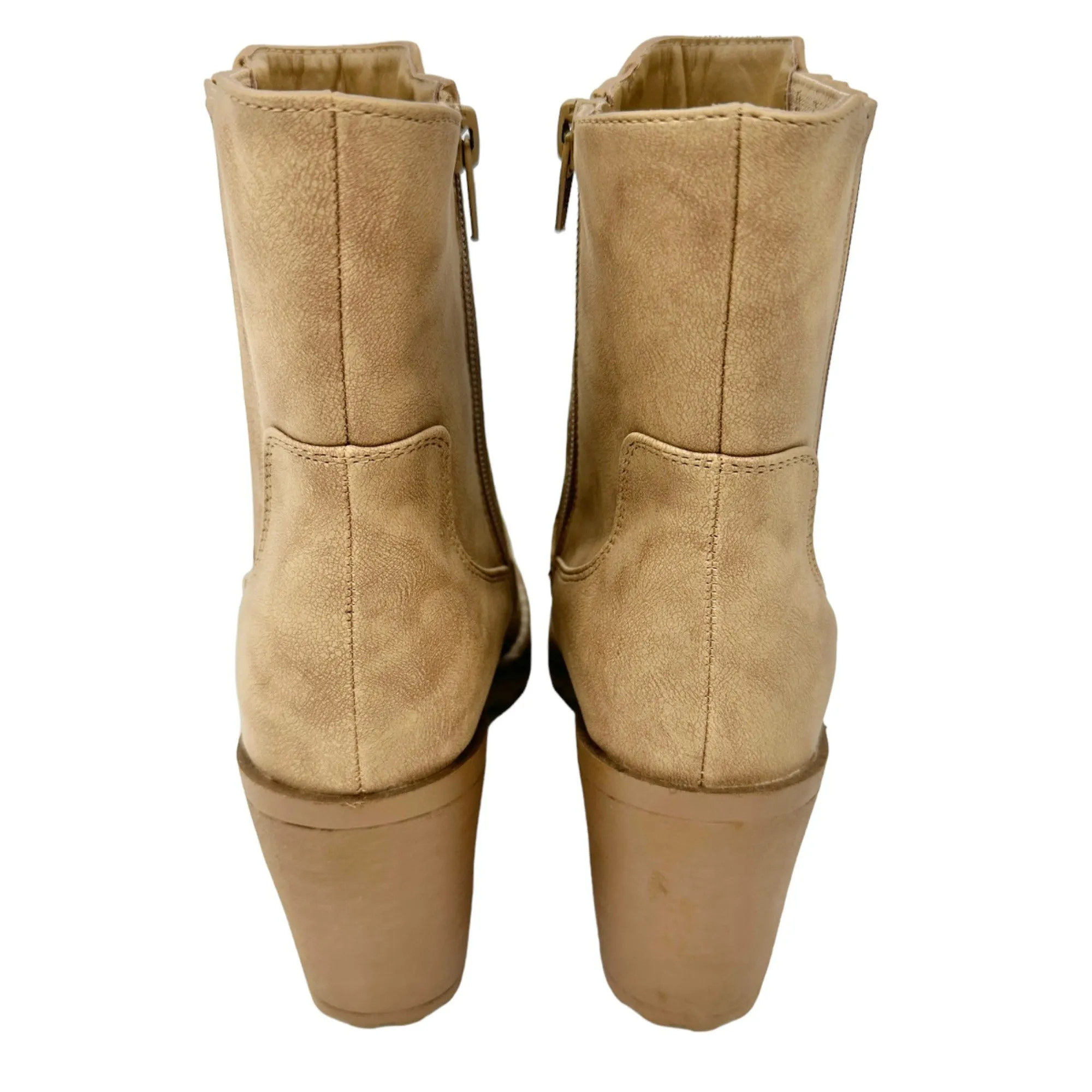Cato Est 1946 Comfort Boots Womens Size 6 Tan 3in Heel Side Zippers