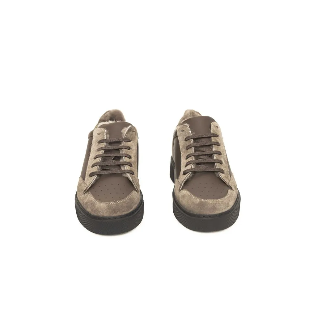 Cerruti 1881 Beige Cowhide Men Sneaker
