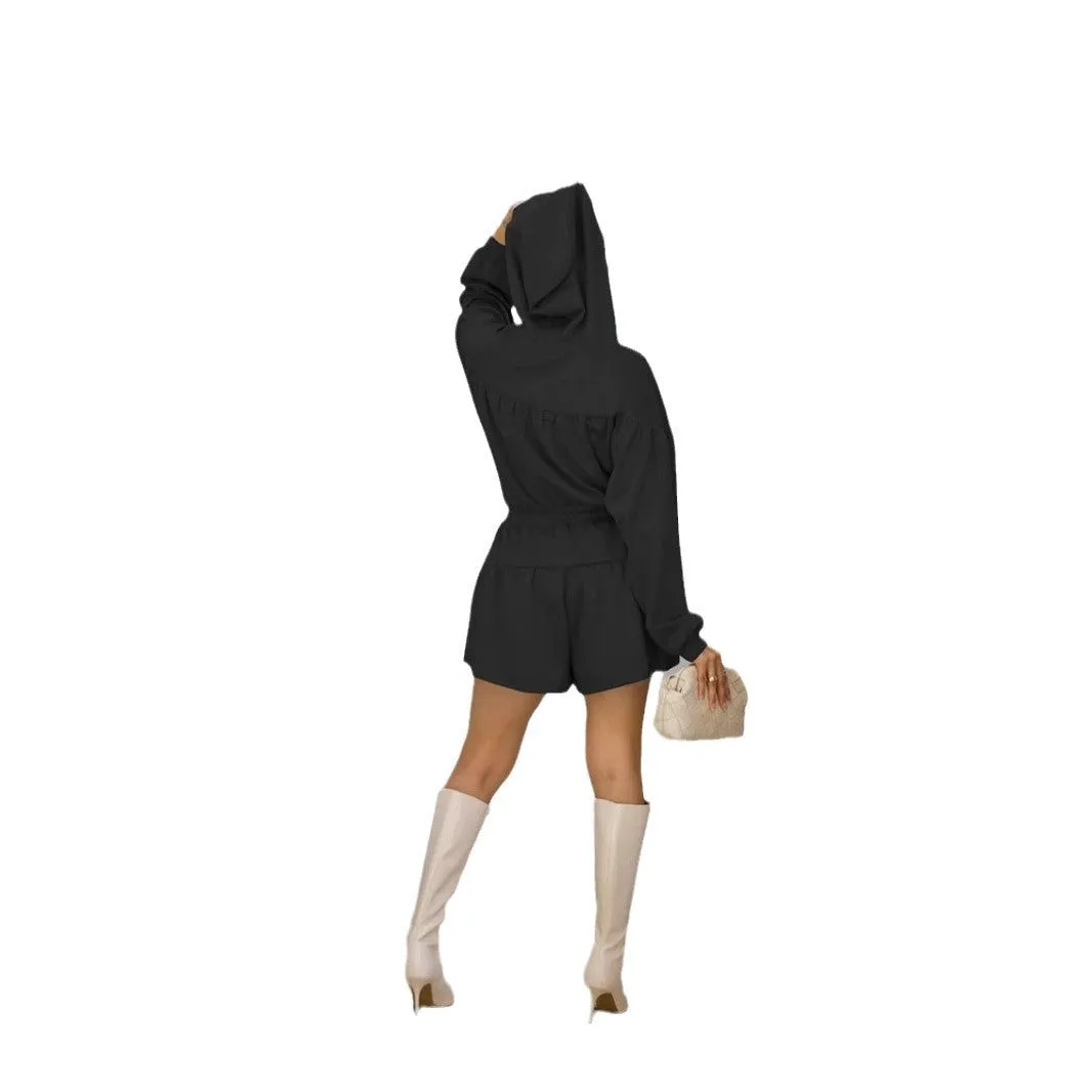 Chic Long Sleeve Hooded Drawstring Jumpsuit for Effortless Casual Style