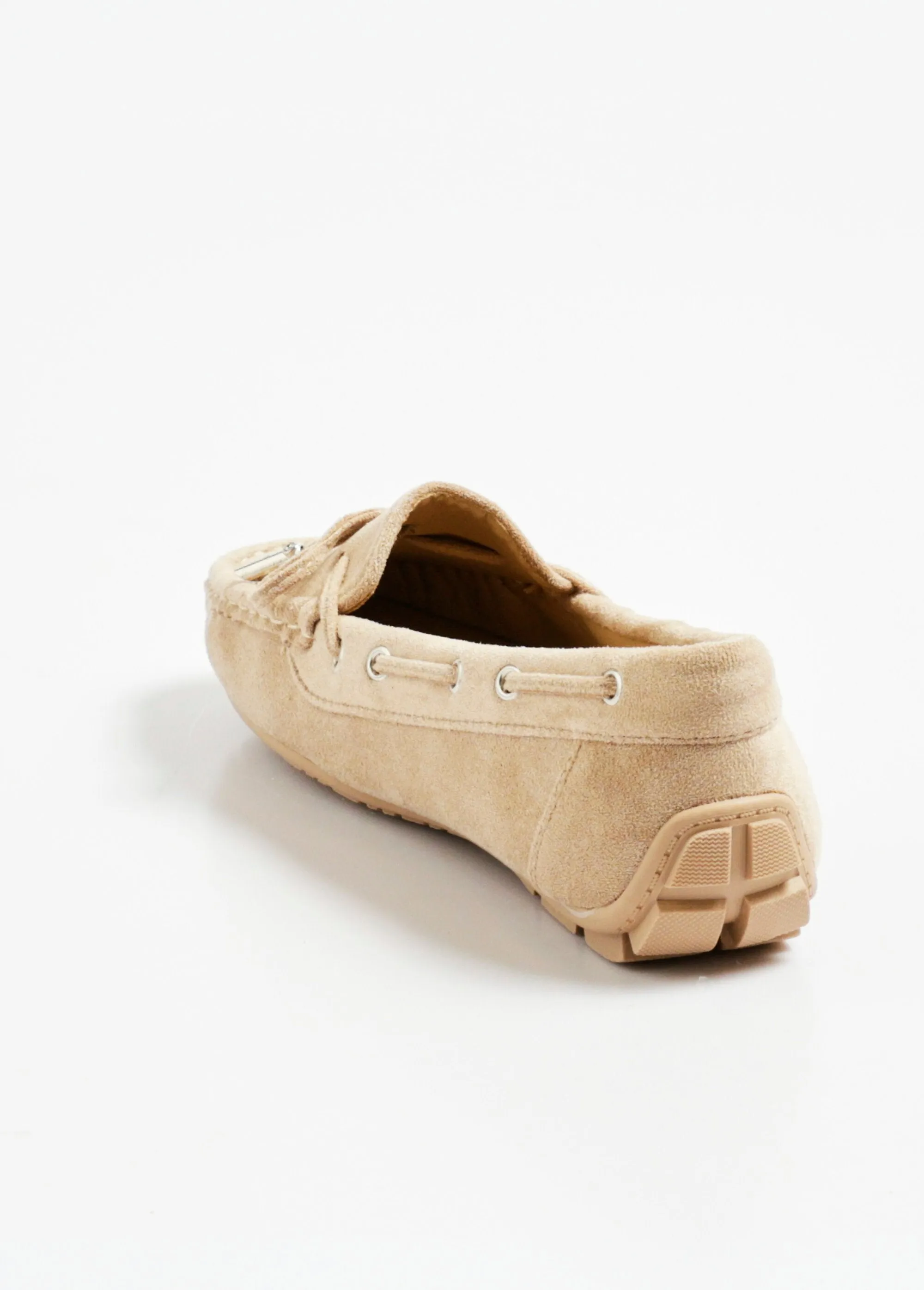 Chic suede-look loafers with bow