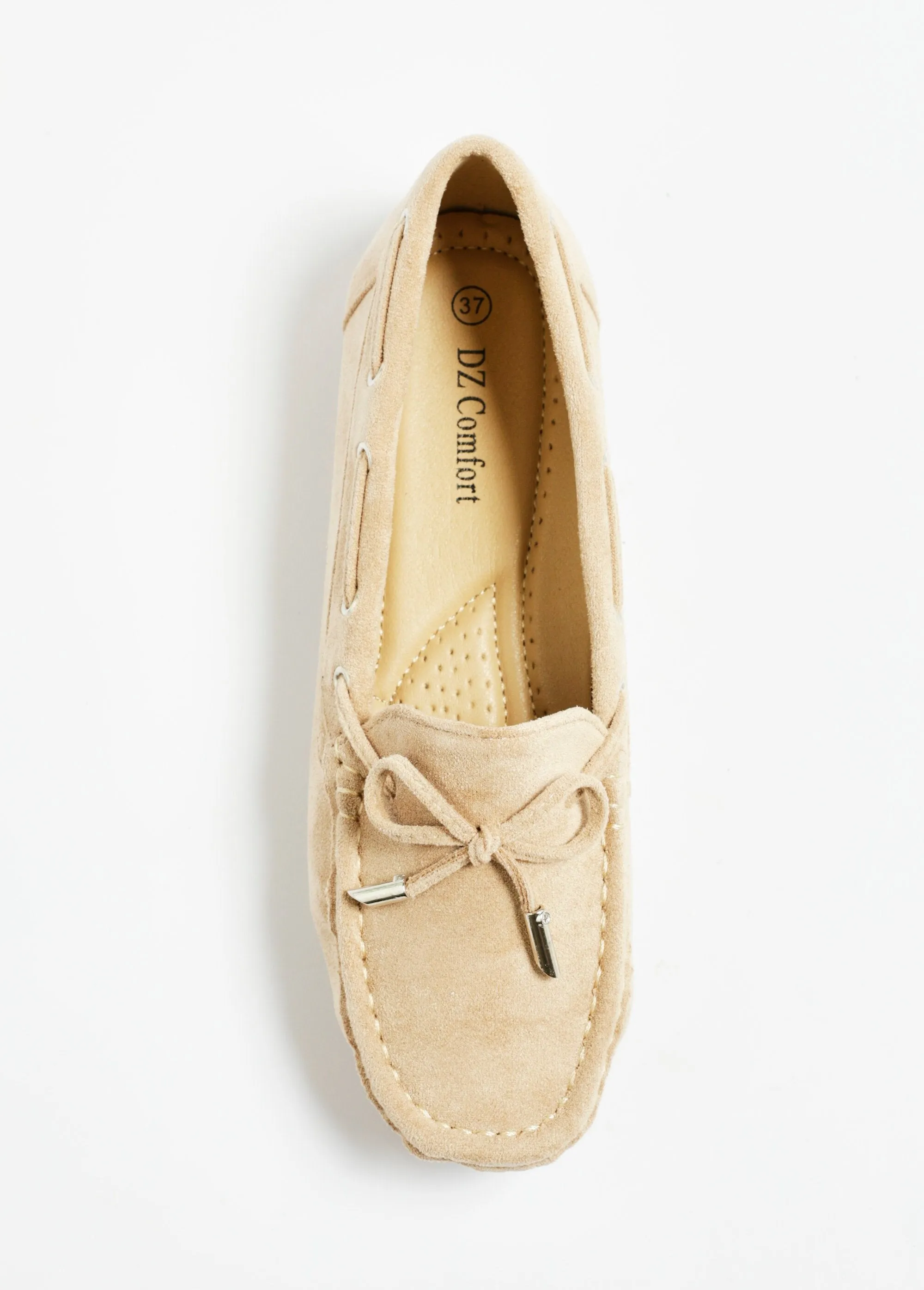 Chic suede-look loafers with bow