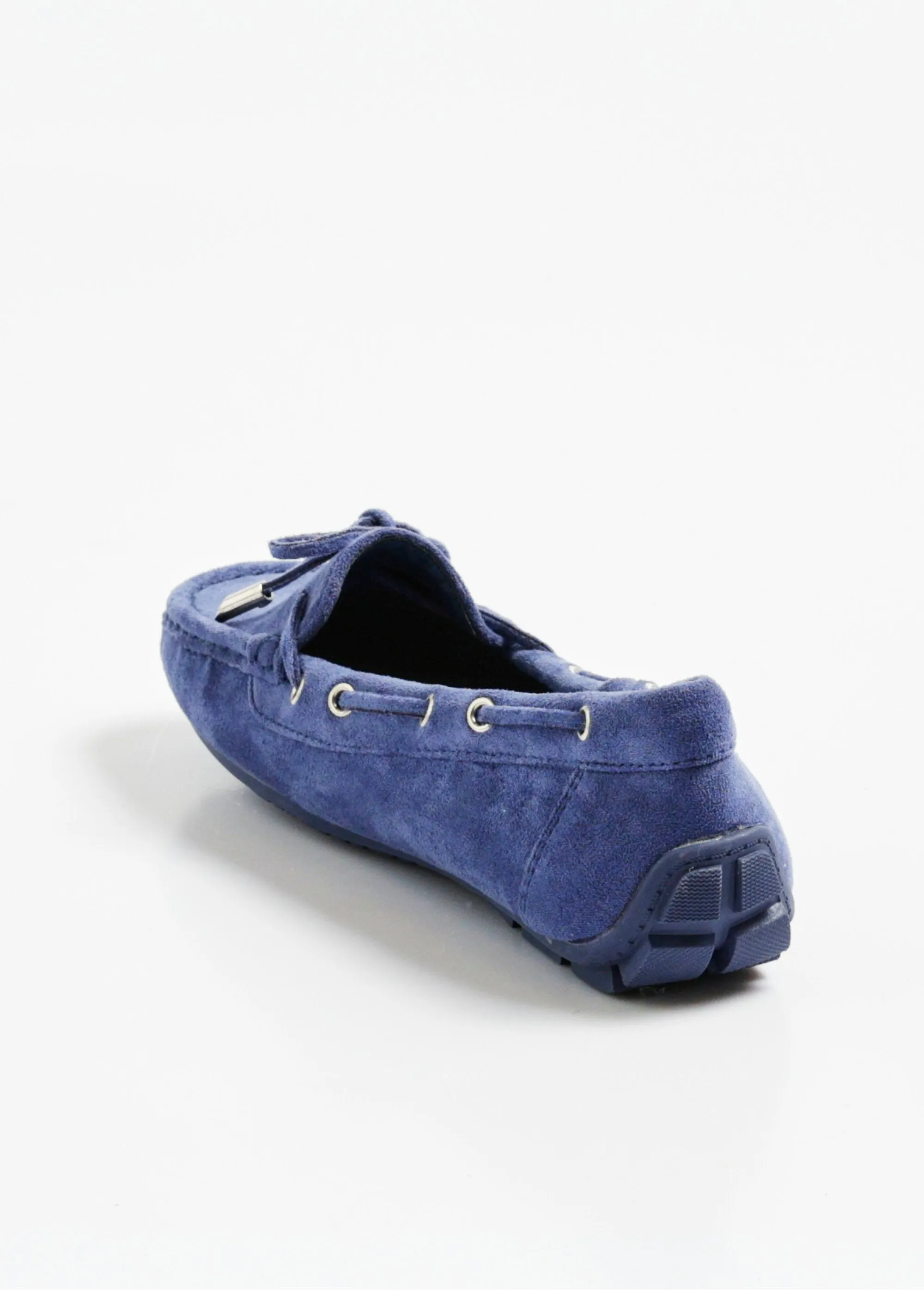 Chic suede-look loafers with bow
