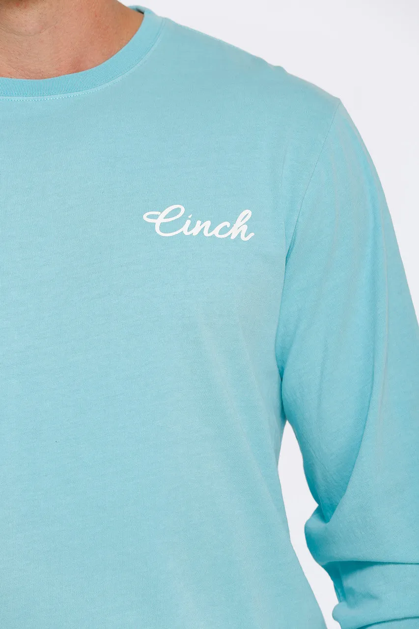 Cinch Logo Light Blue Long Sleeve Tee