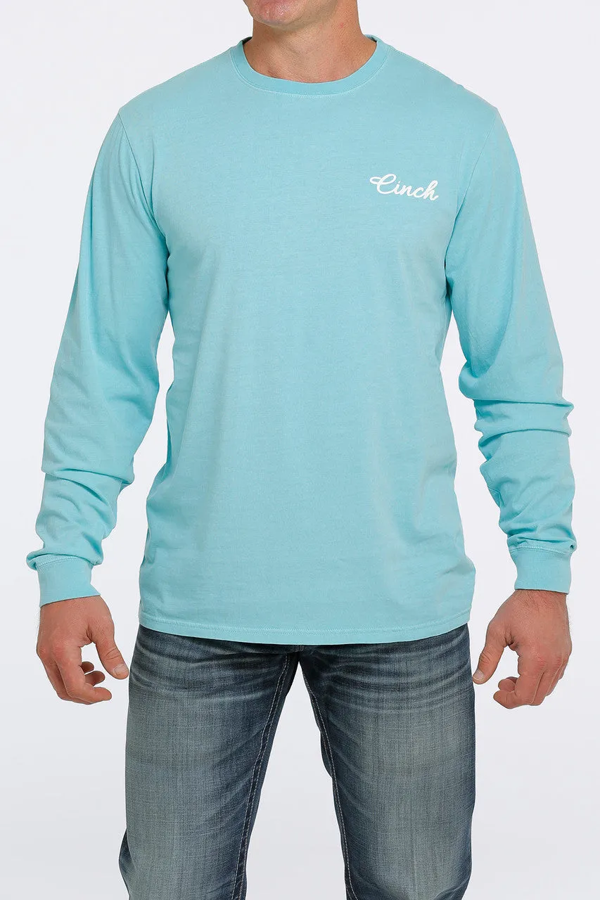 Cinch Logo Light Blue Long Sleeve Tee