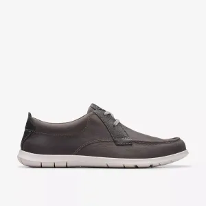CLARKS Men's Flexway Lace Light Grey Leather 26176951