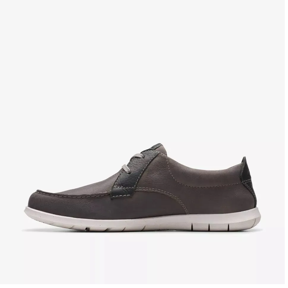 CLARKS Men's Flexway Lace Light Grey Leather 26176951