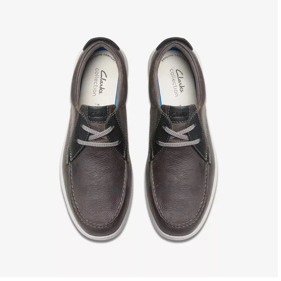 CLARKS Men's Flexway Lace Light Grey Leather 26176951