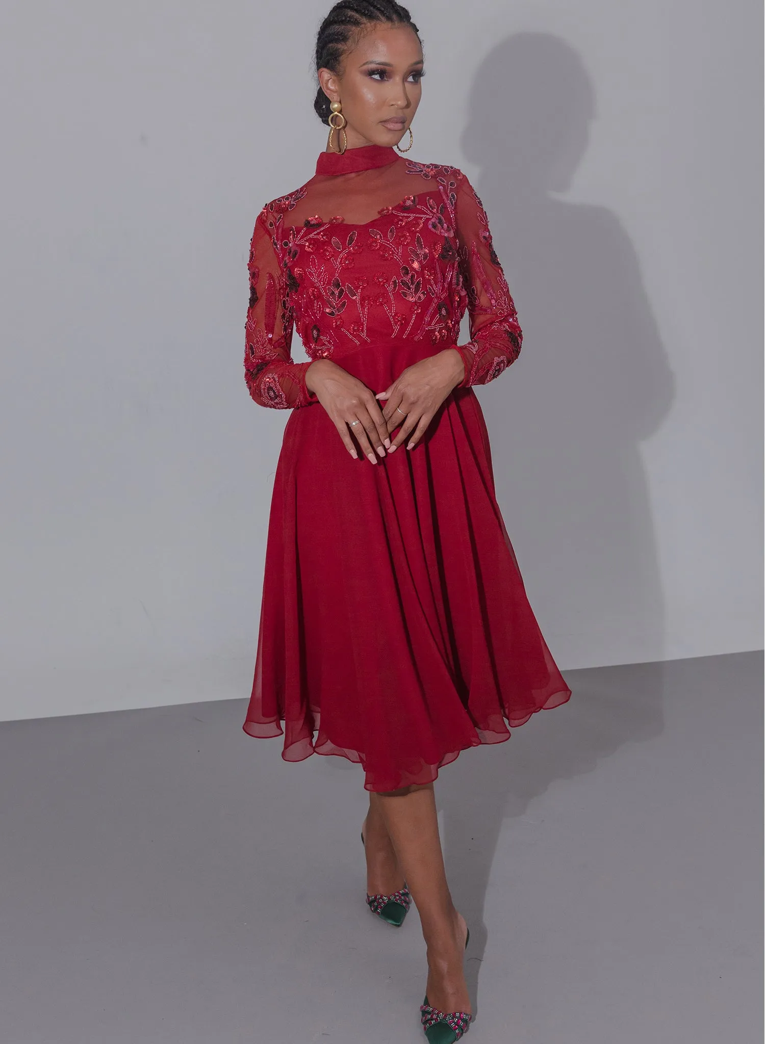Coley Midi Dress Red