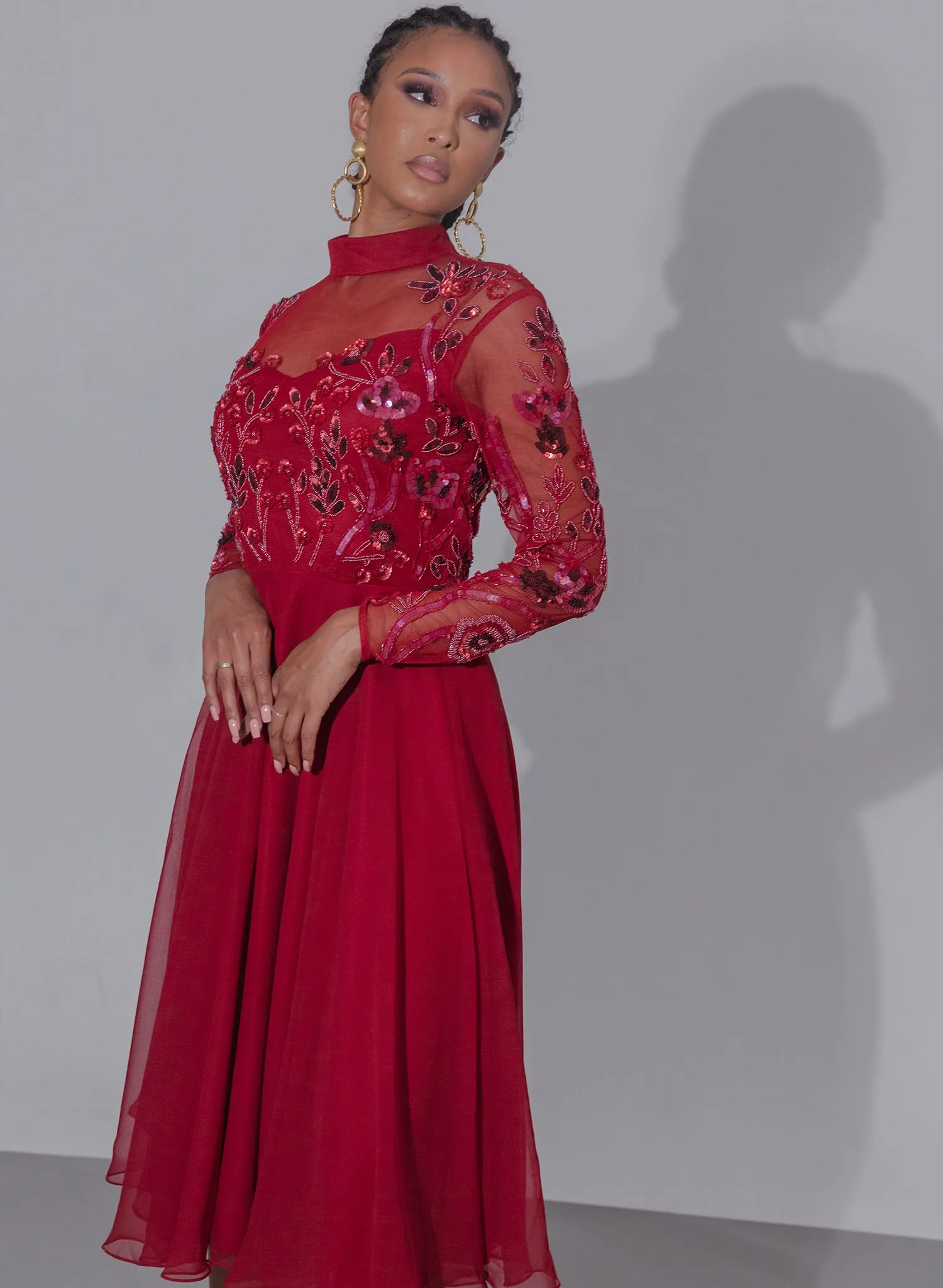 Coley Midi Dress Red