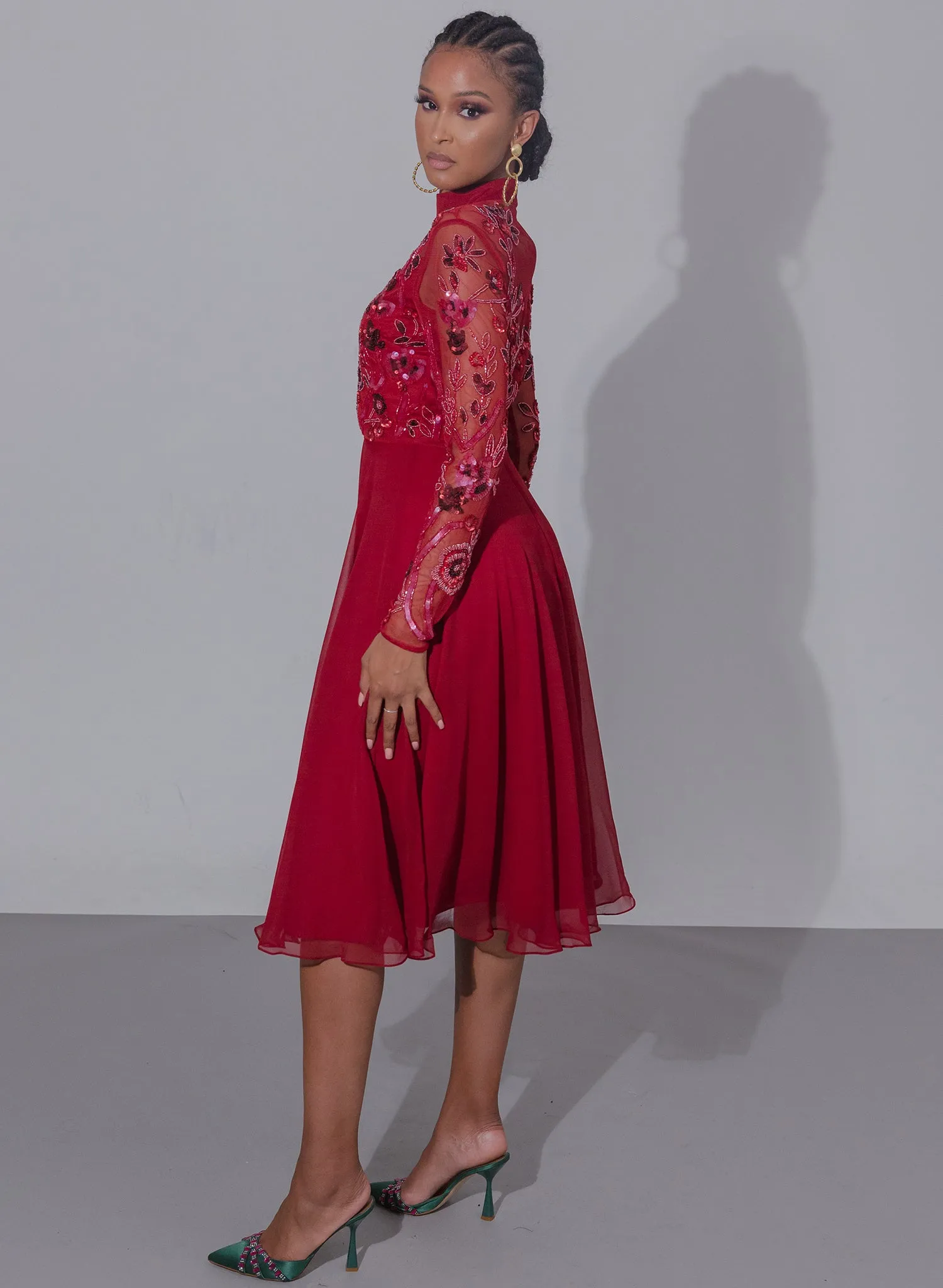 Coley Midi Dress Red