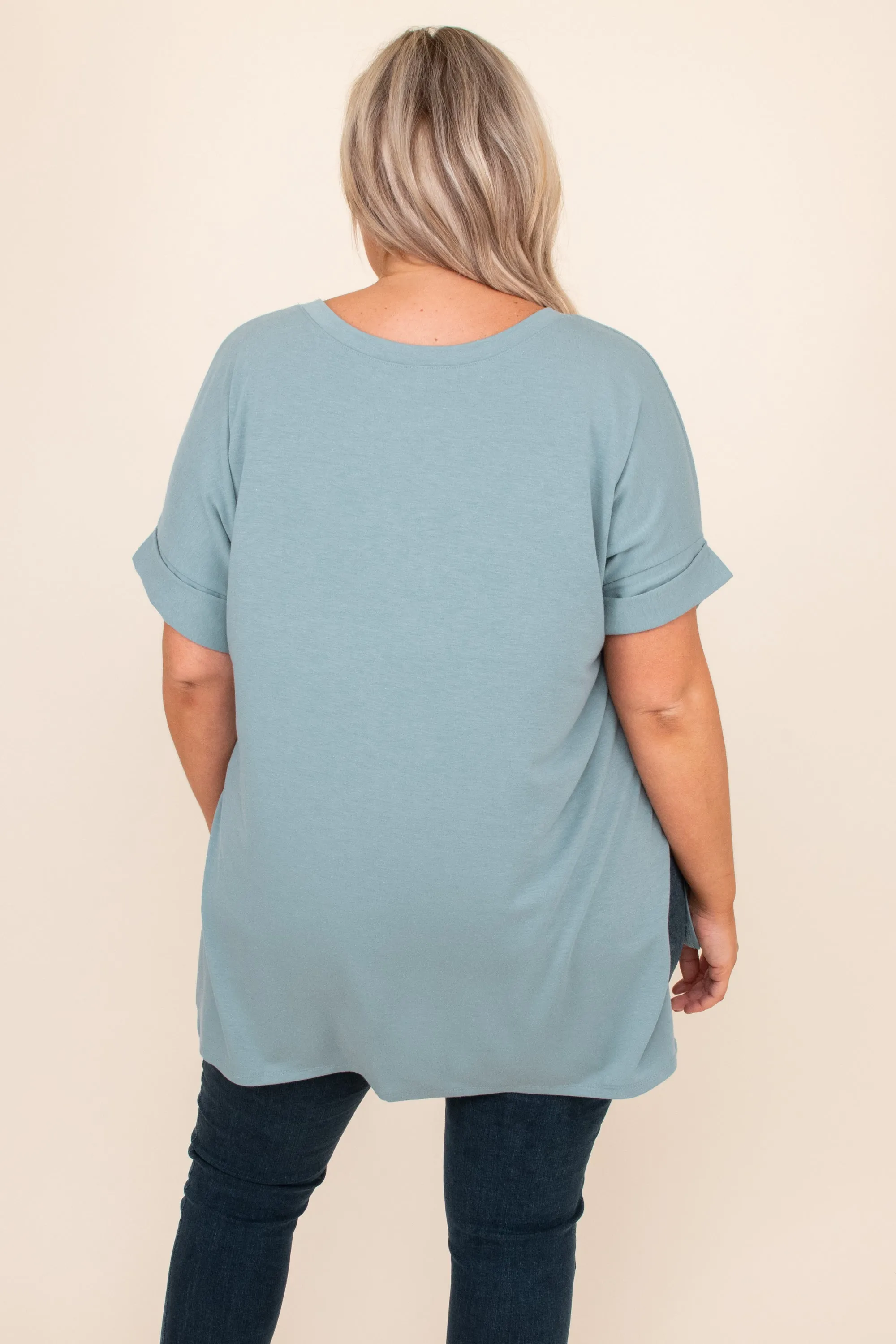 Comfy Travels Top, Blue Grey