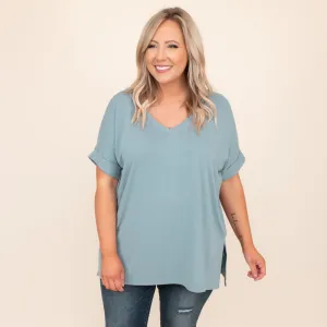 Comfy Travels Top, Blue Grey