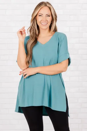 Comfy Travels Top, Dusty Teal