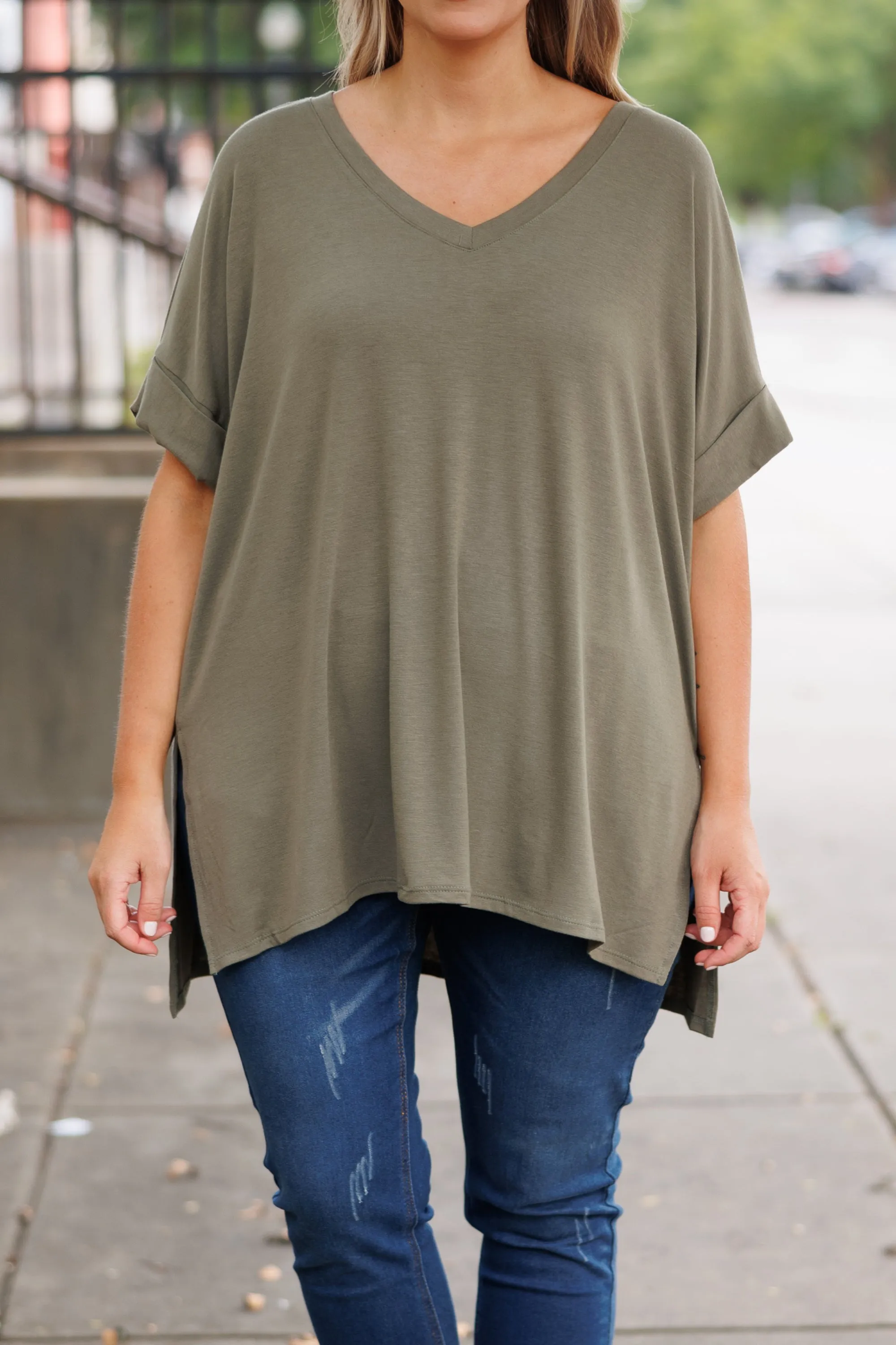 Comfy Travels Top, Light Olive