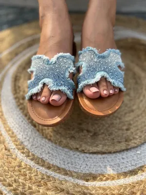 Crystal Denim Chic – Handcrafted Flats