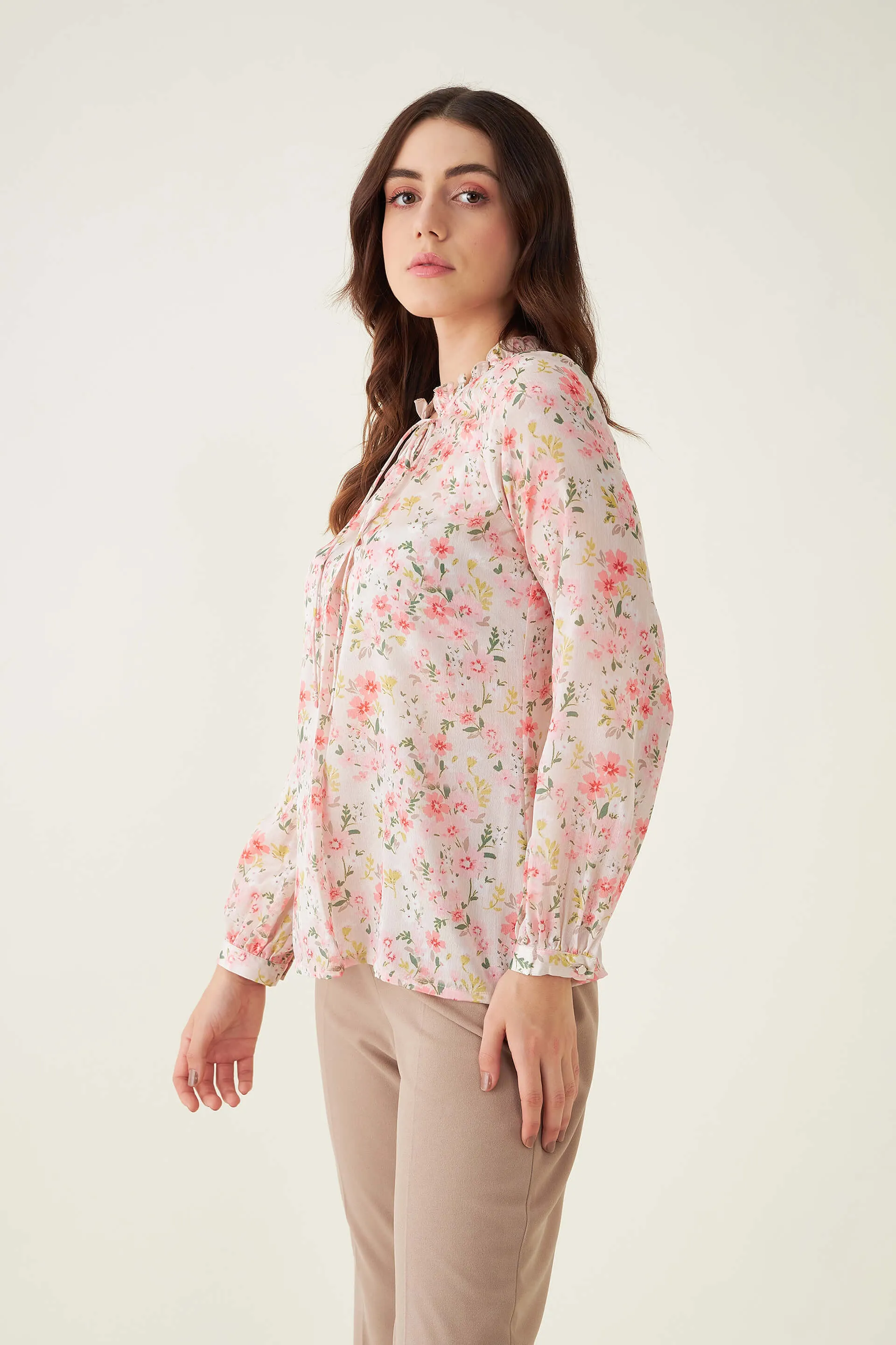 Cynthia Floral Ruffled Top - Multicolor