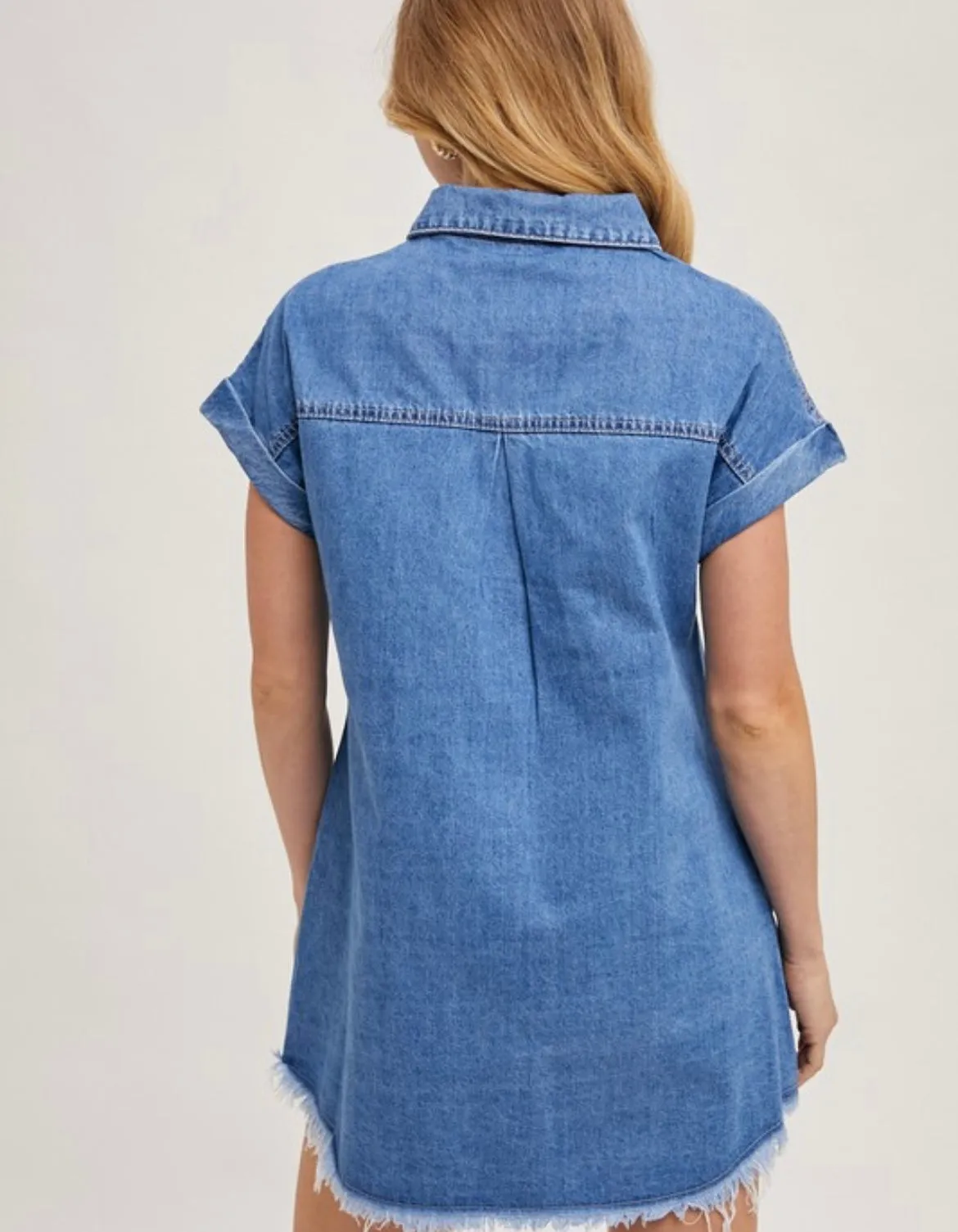 Denim Button Down Shirt Mini Dress